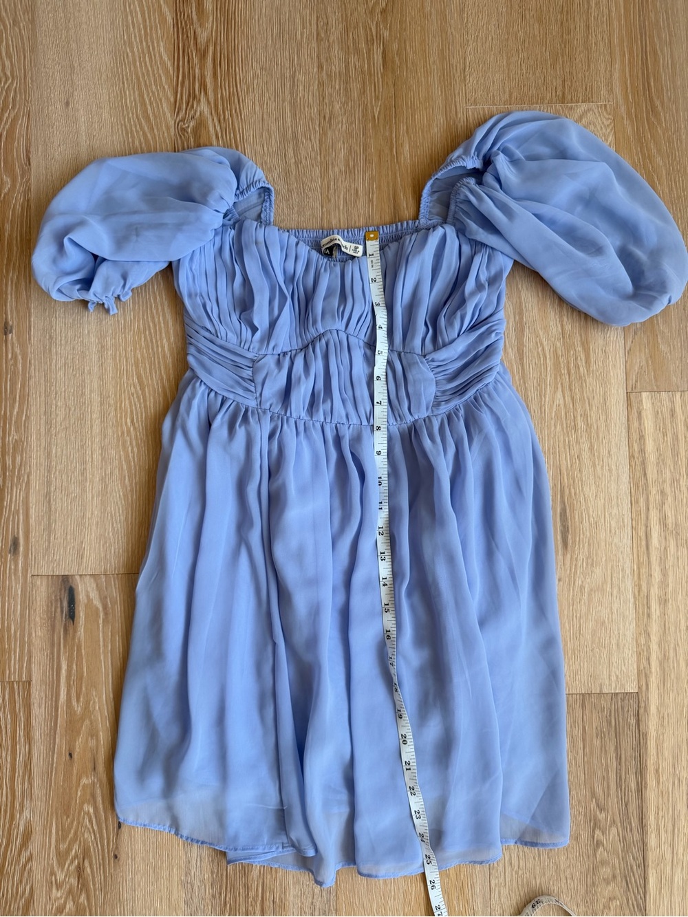 Abercrombie Ruched Ruffle Puff Sleeve Mini Dress - Picture 5 of 6